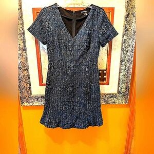 Club Monaco Black/Blue Tweed Dress